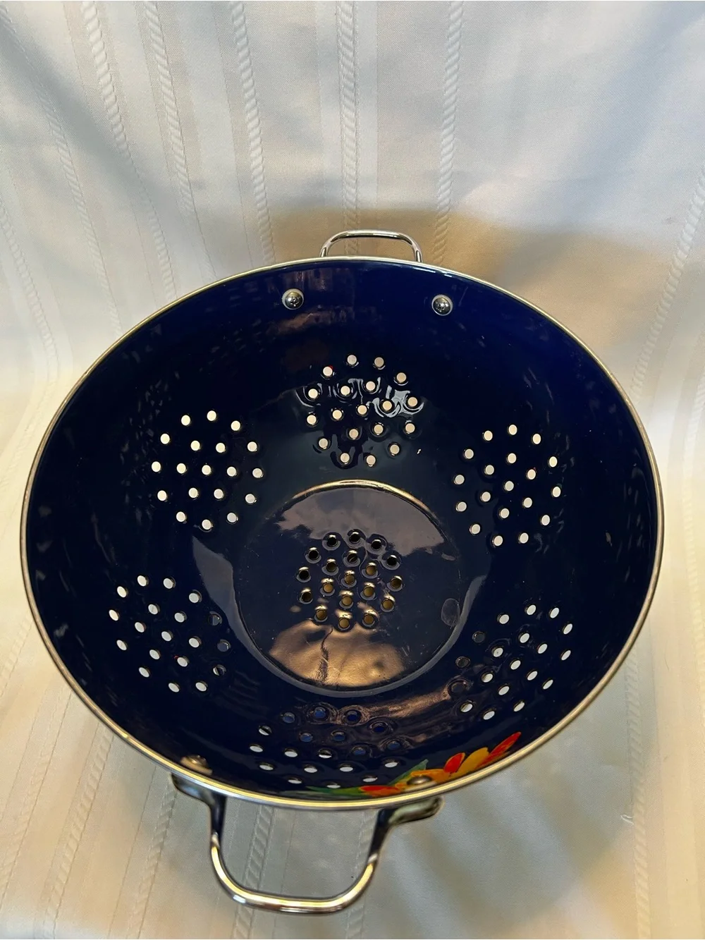 The Pioneer Woman Kitchen Ware Colander Blue Steel Multicolor Floral Leaves